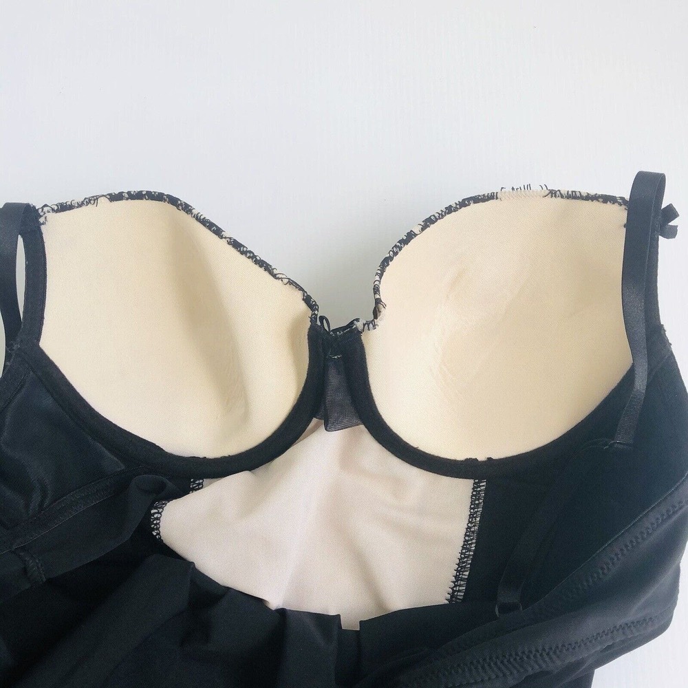 Marilyn Monroe Chemise Nightgown Slip Negligee Sz L Adjustable Straps Lace Black - Picture 3 of 8